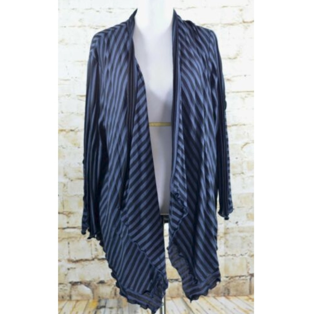 Susans Layered Striped Open Cardigan